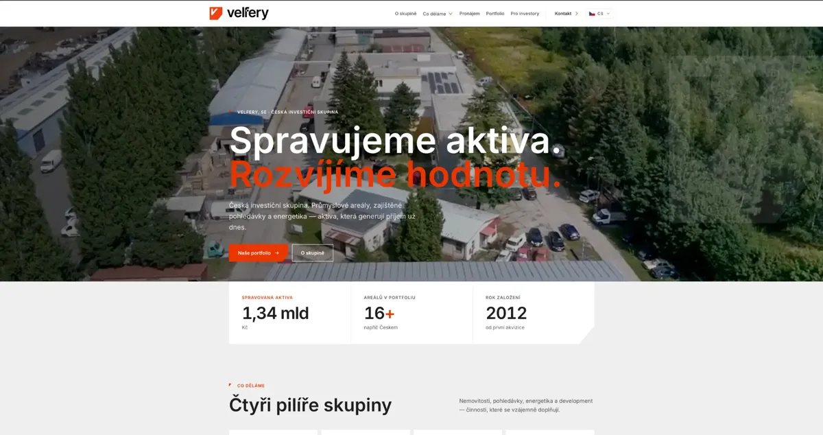 Ukázka webu Velfery